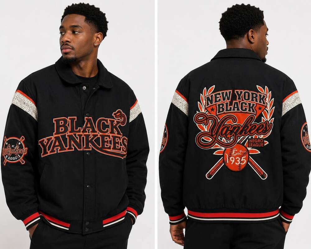 Stall & Dean Vintage Black Yankees Varsity Jacket Negro League 5XL L300 Nice